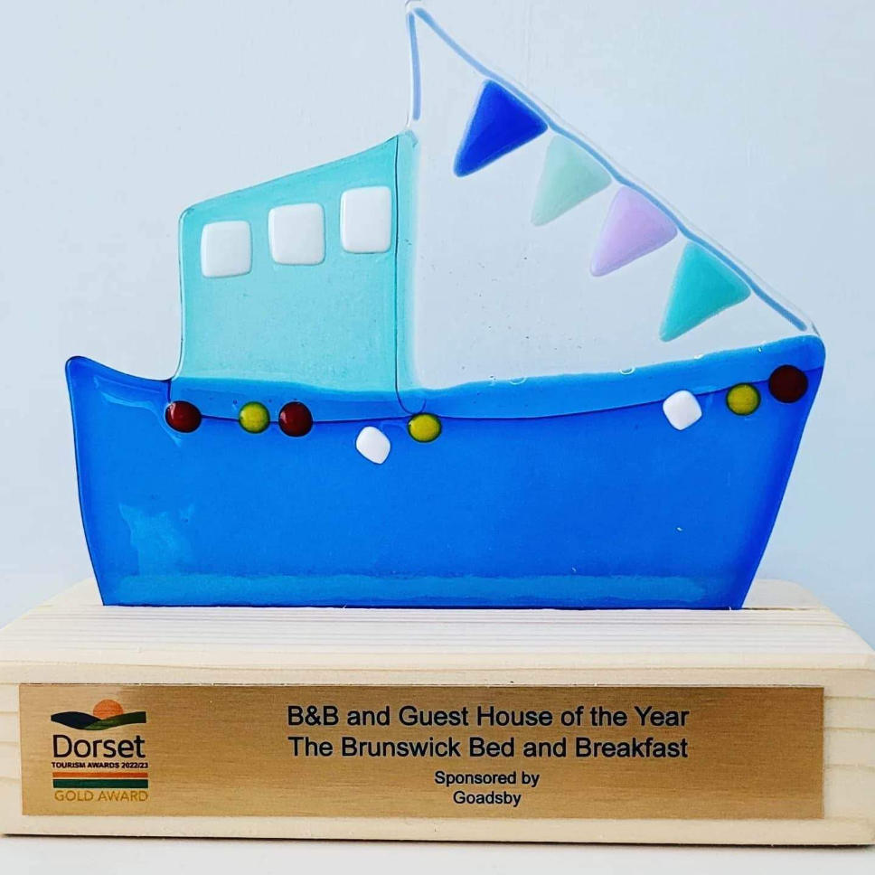 Our Dorset Tourism Award 'Gold' trophy for Best Bed & Breakfast 2022/23