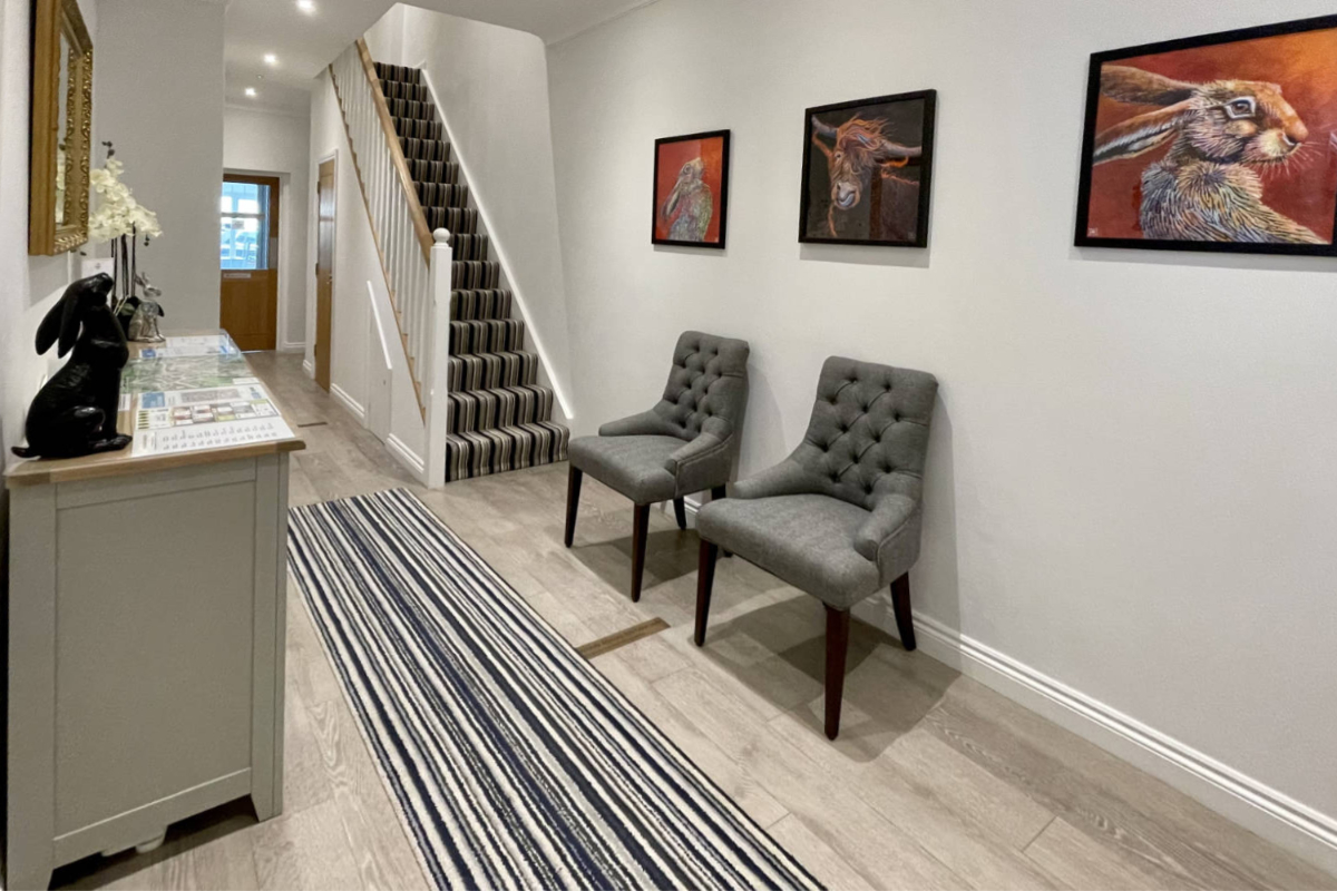 A view of the hallway at Cotswold Hare bed and breakfast in Cirencester